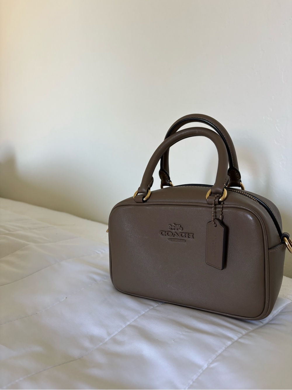 Coach Brown Leather Mini Satchel with Gold Hardware